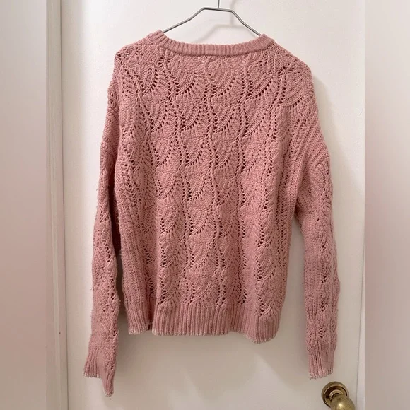 ~ANTHROPOLOGIE~ SPLENDID Chunky Knit Crewneck Sweater in Dusty Pink Color - Picture 2 of 10